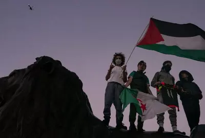 Protest voor de Palestijnen, Trafalgar Square, Londen