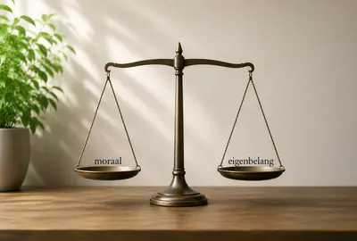 Weegschaal: moraal vs eigenbelang. Illustratie: ChatGPT