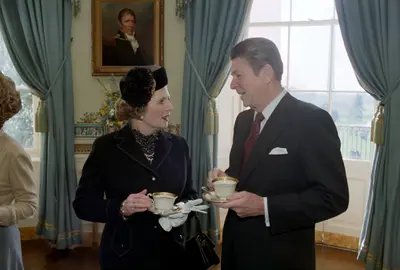 Premier Thatcher en president Reagan 