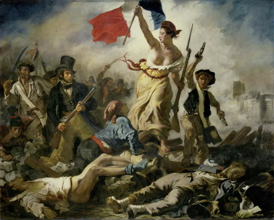 Schilderij: La liberté guidant le peuple. Schilder: Eugène Delacroix.