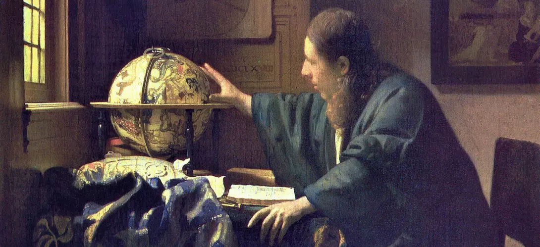 Schilderij: De Astronoom (1668). Schilder: Johannes Vermeer.