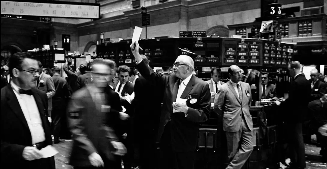 Stock brokers at the New York Stock Exchange.