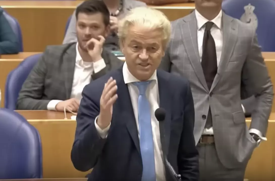 PVV-leider in de Tweede Kamer Bron: YouTube.