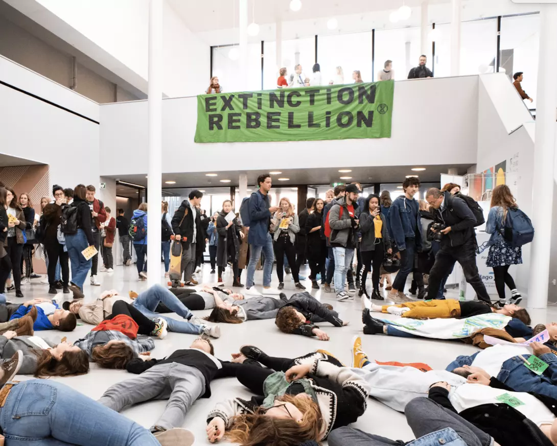 Extinction Rebellion, Universiteit van Amsterdam, april 2019. 