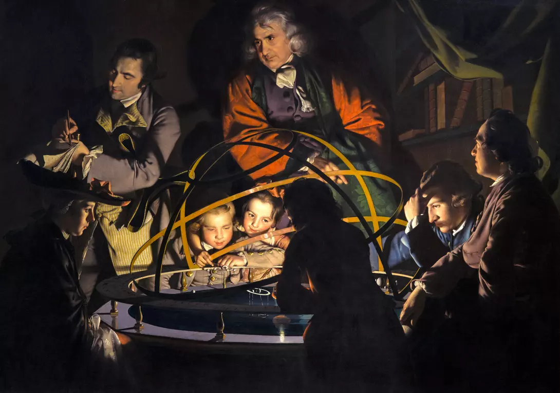 A philosopher giving a lecture on the Orrery. Joseph Wright of Derby, 1766.
