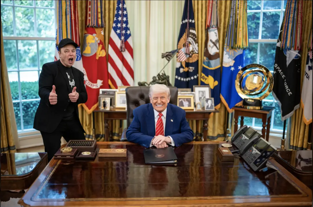 Elon Musk en president Trump.